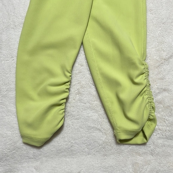 Wilo the Label x Anthropologie Ribbed High-Waist Leggings NWT Sz S — Chartreuse - Picture 4 of 5